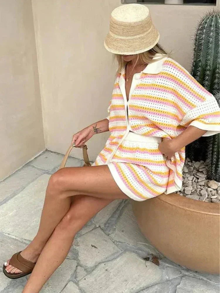 Dames | Zomer Set | Korte Mouwen Blouse | Shorts | Stijlvol | Comfortabel | Casual