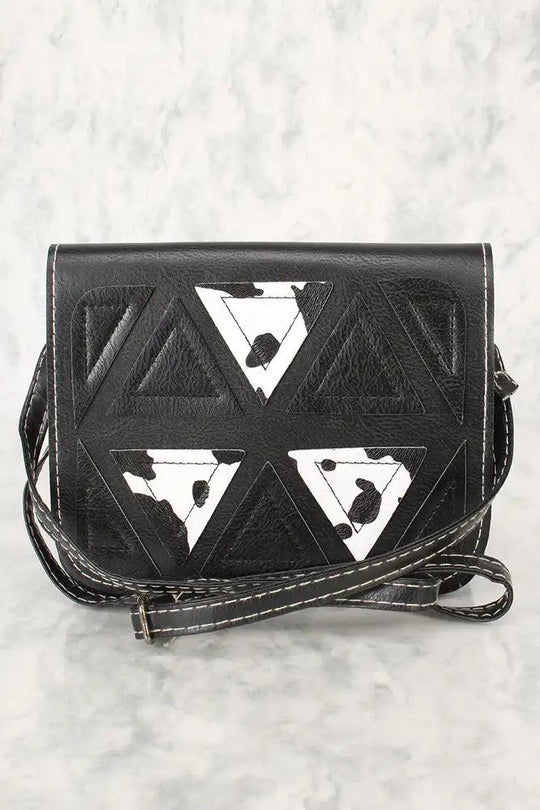 Sexy Black and White Animal Print Geometric Faux Leather Mini Shoulder Bag