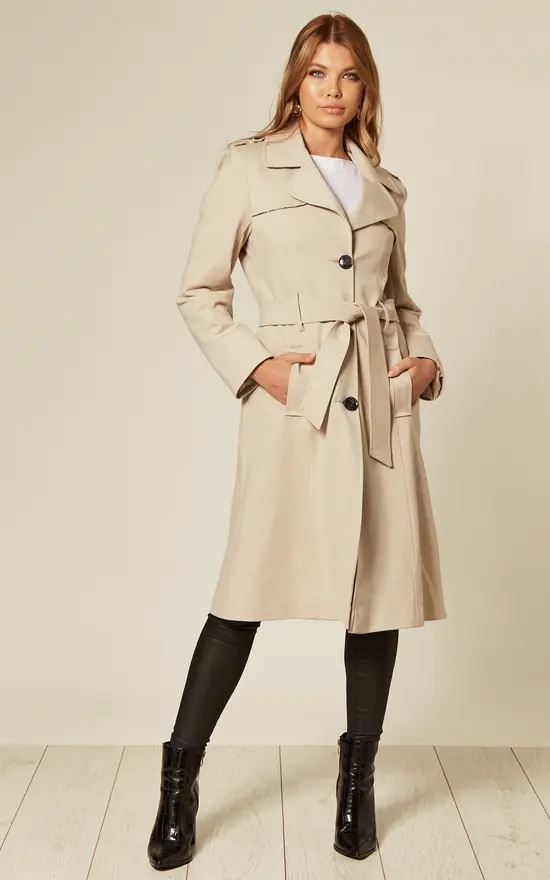 Women's Lightweight Military Duster Trench Coat | With Belt Closure and Epaulets | Spring and Summer Coat