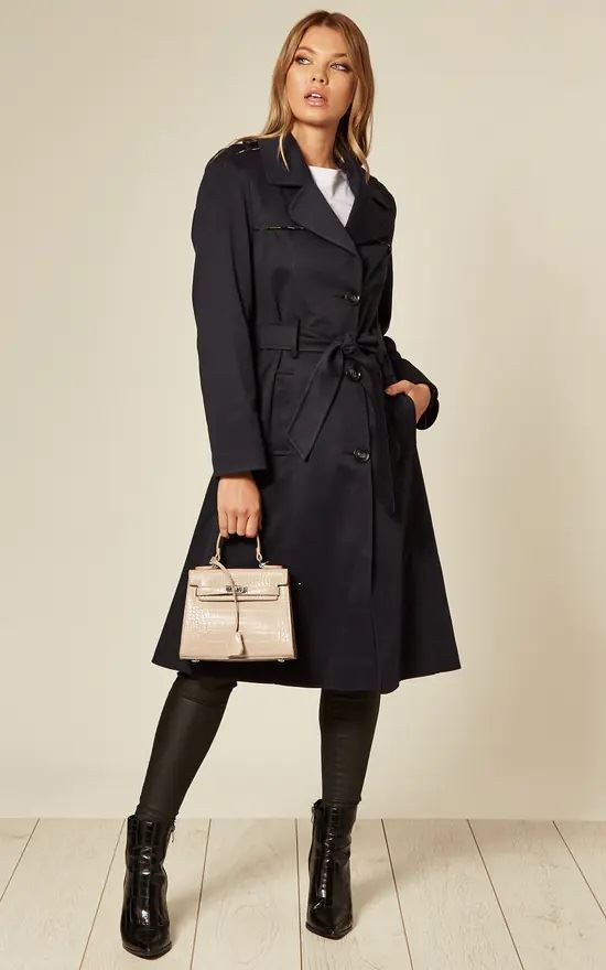 Women's Lightweight Military Duster Trench Coat | With Belt Closure and Epaulets | Spring and Summer Coat