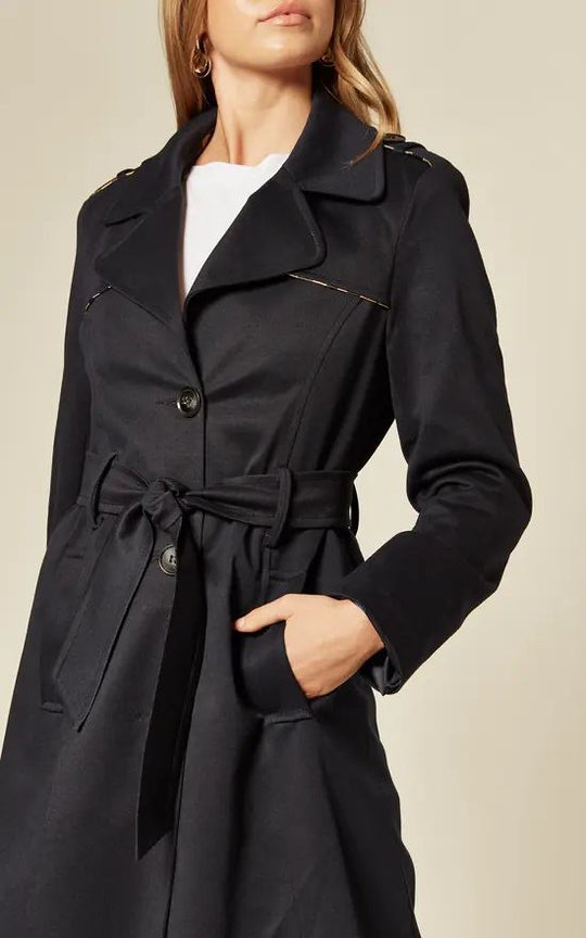 Women's Lightweight Military Duster Trench Coat | With Belt Closure and Epaulets | Spring and Summer Coat