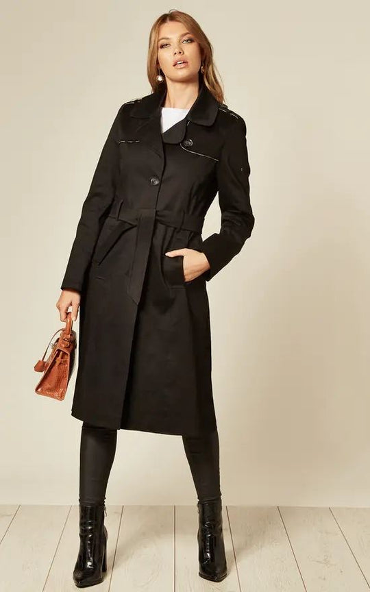 Women's Lightweight Military Duster Trench Coat | With Belt Closure and Epaulets | Spring and Summer Coat