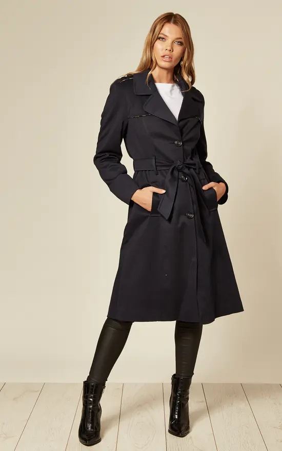 Women's Lightweight Military Duster Trench Coat | With Belt Closure and Epaulets | Spring and Summer Coat