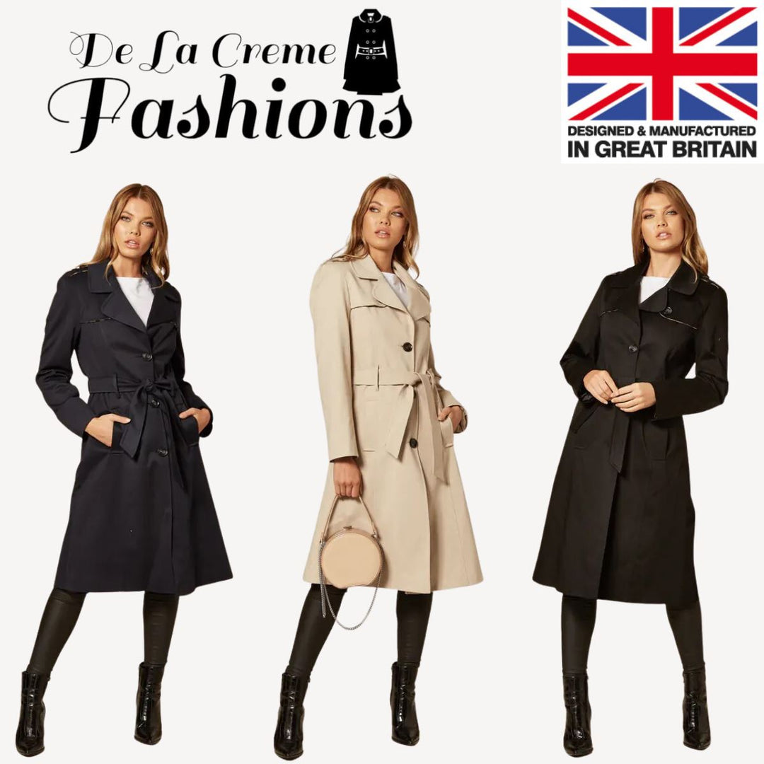 Women's Lightweight Military Duster Trench Coat | With Belt Closure and Epaulets | Spring and Summer Coat