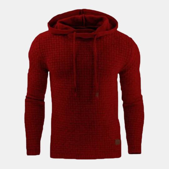 Heren Textured Pullover Hoodie met Koord en Slim Fit