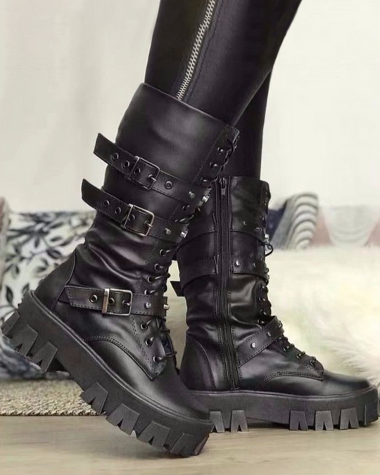 HeidiMode | Boots with Zipper and Buckles