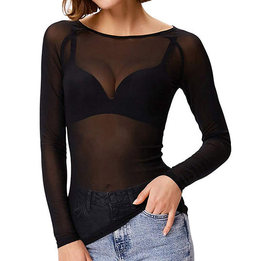 Naïa – Dames mesh top met lange mouwen