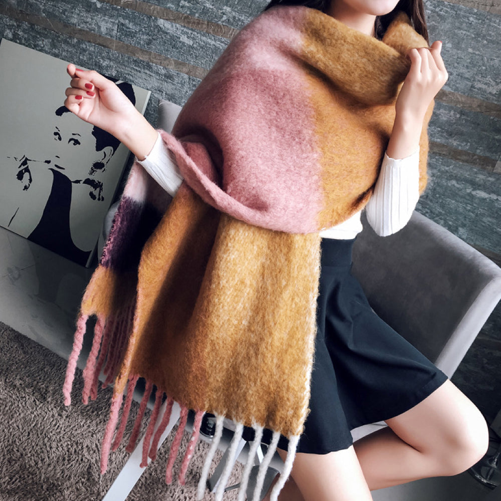 Geruite Sjaal met Franje voor Vrouwen | Ideaal voor het Koude Seizoen